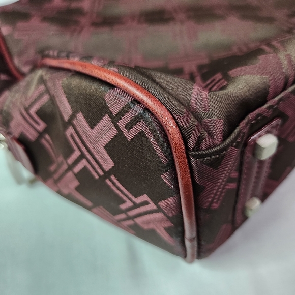 Tumi Signature Monogram laptop tablet tote bag maroon pink lining - Picture 13 of 16